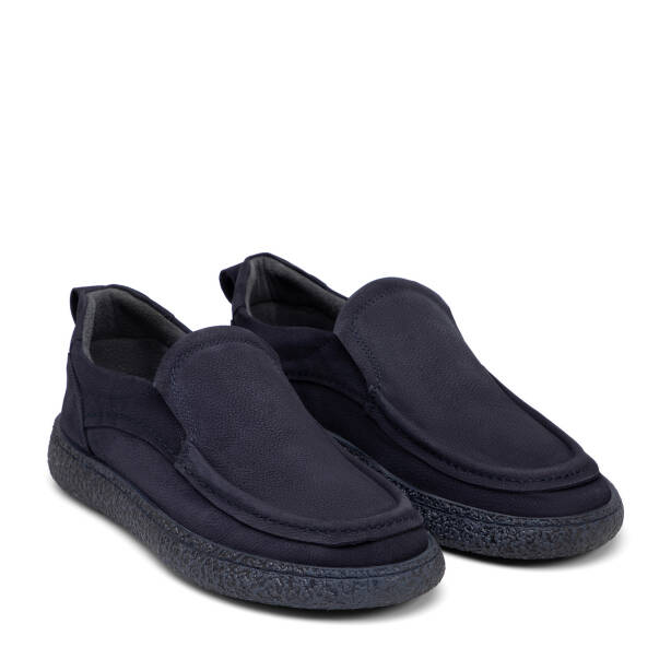 Lacivert Hakiki Nubuk Deri Erkek Casual Ayakkabı - E26I1AY57629-C39 - 2
