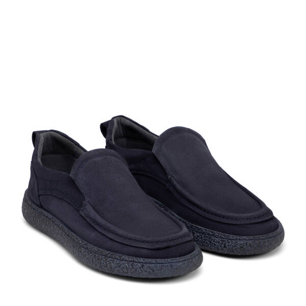 Lacivert Hakiki Nubuk Deri Erkek Casual Ayakkabı - E26I1AY57629-C39 - 2