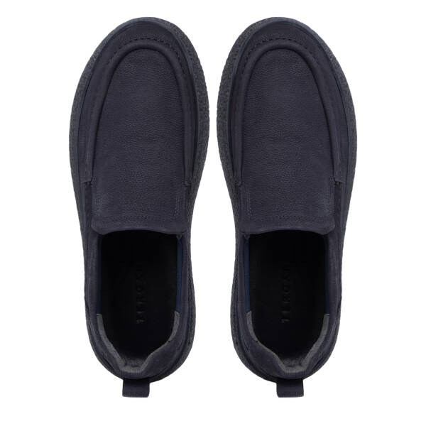 Lacivert Hakiki Nubuk Deri Erkek Casual Ayakkabı - E26I1AY57629-C39 - 5