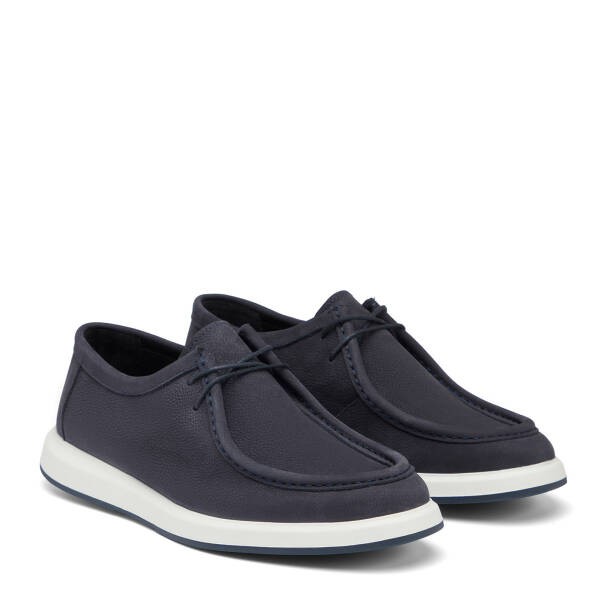 Lacivert Hakiki Nubuk Deri Erkek Casual Ayakkabı - E26I1AY57635-C39 - 2