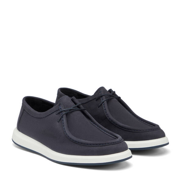 Lacivert Hakiki Nubuk Deri Erkek Casual Ayakkabı - E26I1AY57635-C39 - 2