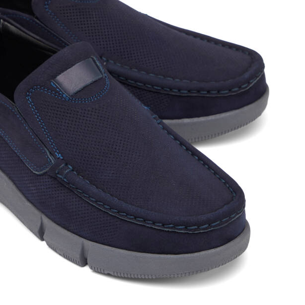 Lacivert Hakiki Nubuk Deri Erkek Casual Ayakkabı - E26I1AY57644-C39 - 3