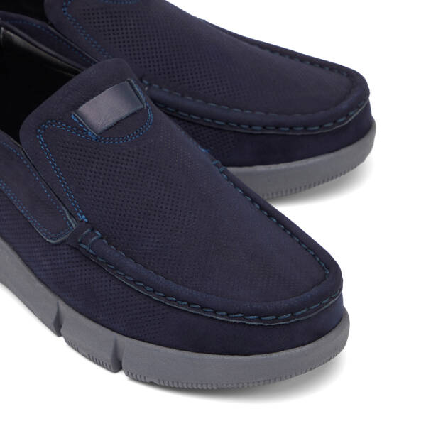 Lacivert Hakiki Nubuk Deri Erkek Casual Ayakkabı - E26I1AY57644-C39 - 3