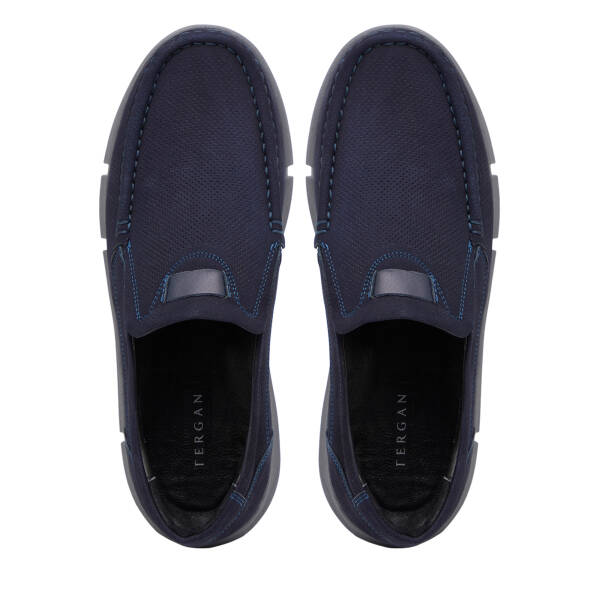 Lacivert Hakiki Nubuk Deri Erkek Casual Ayakkabı - E26I1AY57644-C39 - 5