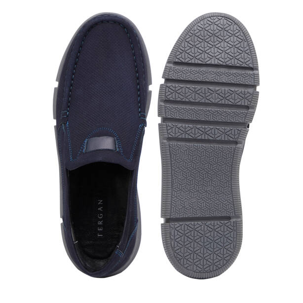 Lacivert Hakiki Nubuk Deri Erkek Casual Ayakkabı - E26I1AY57644-C39 - 6