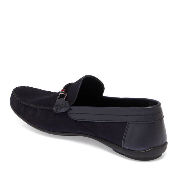 Lacivert Hakiki Nubuk Deri Erkek Loafer - E26I1AY57617-C39 - 2