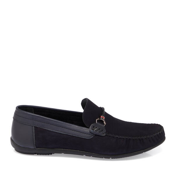 Lacivert Hakiki Nubuk Deri Erkek Loafer - E26I1AY57617-C39 - 3