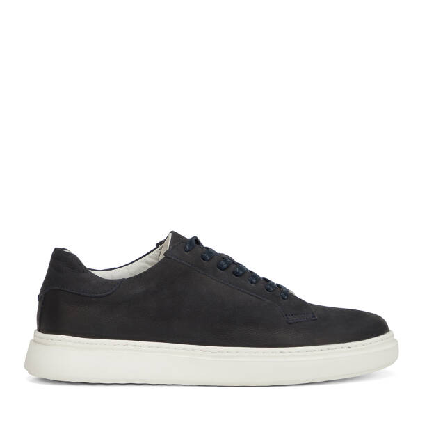 Lacivert Hakiki Nubuk Deri Erkek Sneaker - E26I1AY57615-C39 - 1