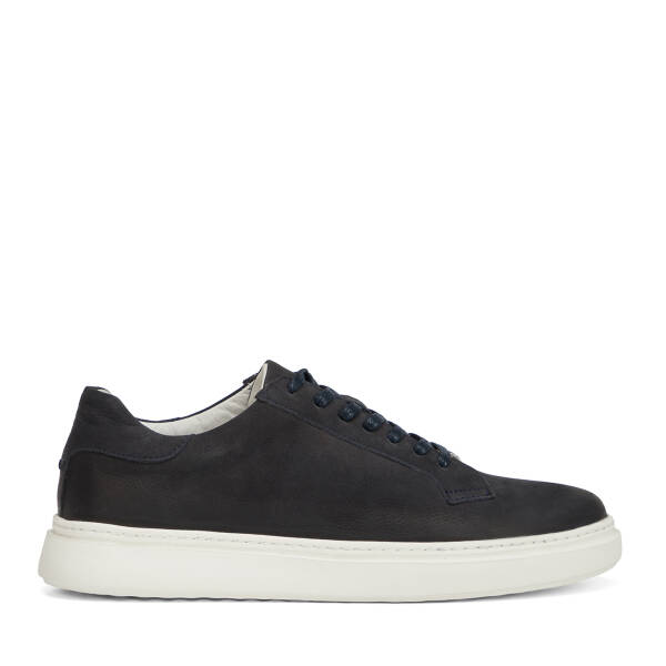 Lacivert Hakiki Nubuk Deri Erkek Sneaker - E26I1AY57615-C39 - 1