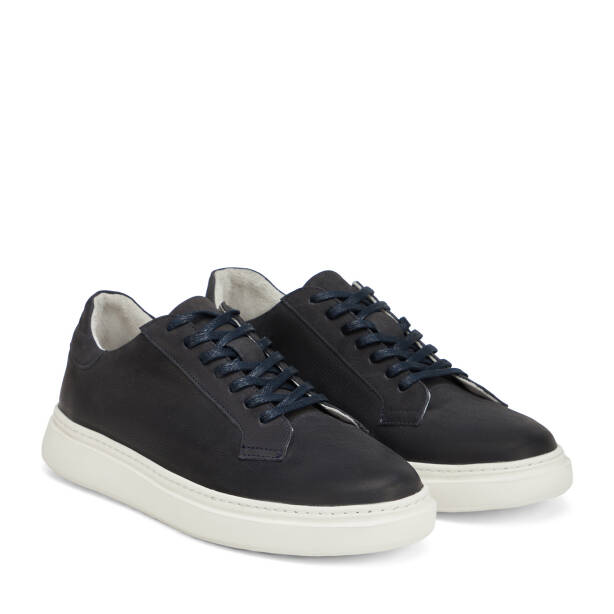 Lacivert Hakiki Nubuk Deri Erkek Sneaker - E26I1AY57615-C39 - 2