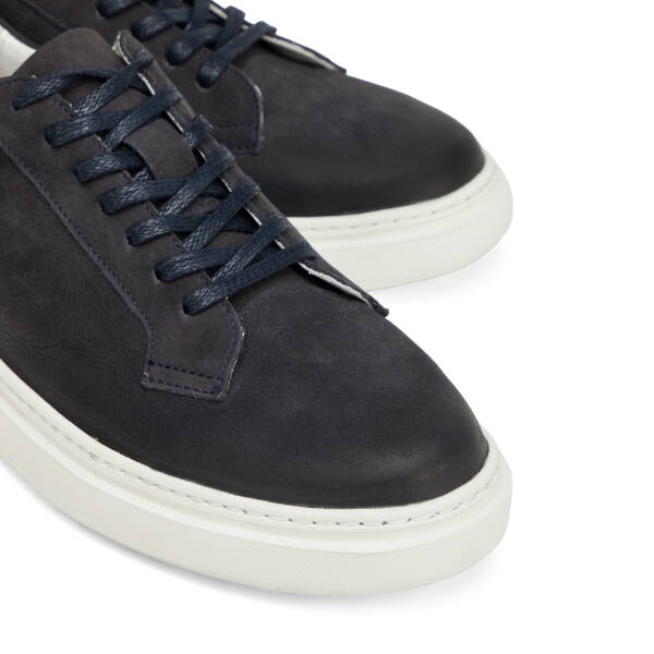 Lacivert Hakiki Nubuk Deri Erkek Sneaker - E26I1AY57615-C39 - 3