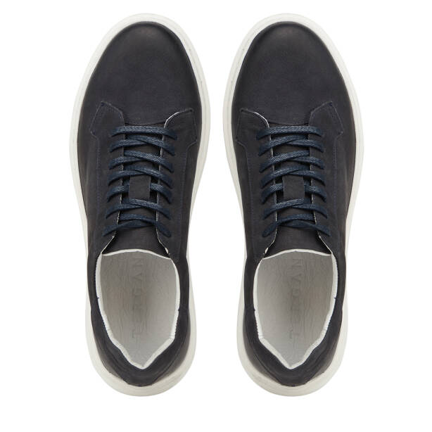 Lacivert Hakiki Nubuk Deri Erkek Sneaker - E26I1AY57615-C39 - 5