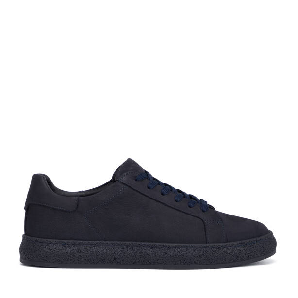 Lacivert Hakiki Nubuk Deri Erkek Sneaker - E26I1AY57633-C39 - 1