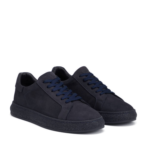 Lacivert Hakiki Nubuk Deri Erkek Sneaker - E26I1AY57633-C39 - 2