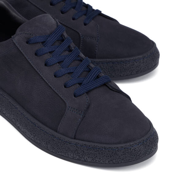 Lacivert Hakiki Nubuk Deri Erkek Sneaker - E26I1AY57633-C39 - 3