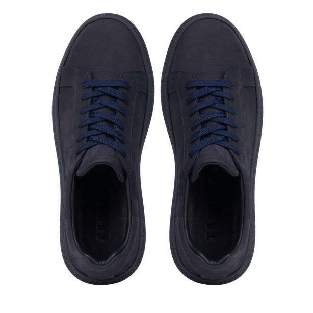 Lacivert Hakiki Nubuk Deri Erkek Sneaker - E26I1AY57633-C39 - 5