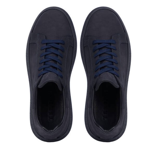 Lacivert Hakiki Nubuk Deri Erkek Sneaker - E26I1AY57633-C39 - 5