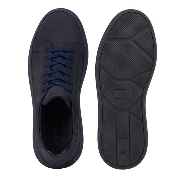 Lacivert Hakiki Nubuk Deri Erkek Sneaker - E26I1AY57633-C39 - 6