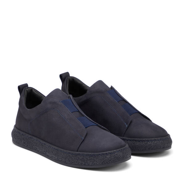 Lacivert Hakiki Nubuk Deri Erkek Sneaker - E26I1AY57636-C39 - 2