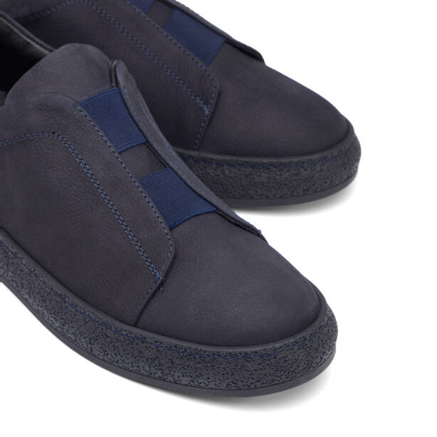 Lacivert Hakiki Nubuk Deri Erkek Sneaker - E26I1AY57636-C39 - 3