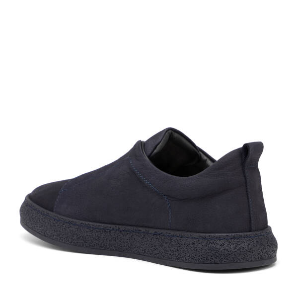 Lacivert Hakiki Nubuk Deri Erkek Sneaker - E26I1AY57636-C39 - 4