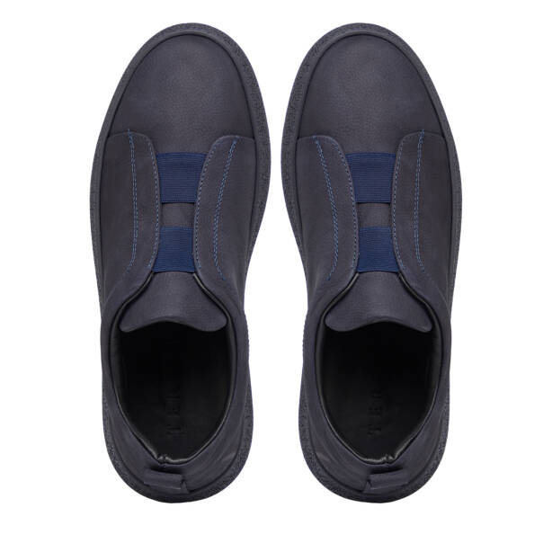 Lacivert Hakiki Nubuk Deri Erkek Sneaker - E26I1AY57636-C39 - 5