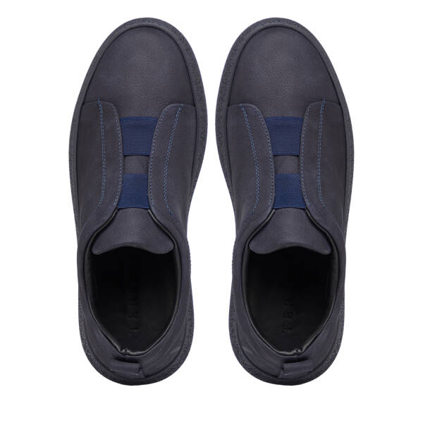 Lacivert Hakiki Nubuk Deri Erkek Sneaker - E26I1AY57636-C39 - 5