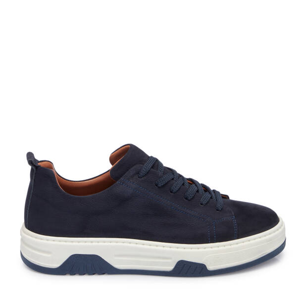 Lacivert Hakiki Nubuk Deri Erkek Sneaker - E26I1AY57637-C39 - 3