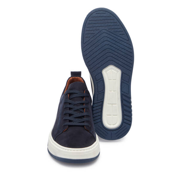 Lacivert Hakiki Nubuk Deri Erkek Sneaker - E26I1AY57637-C39 - 4