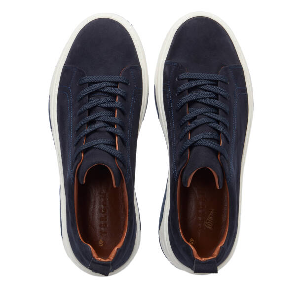 Lacivert Hakiki Nubuk Deri Erkek Sneaker - E26I1AY57637-C39 - 5