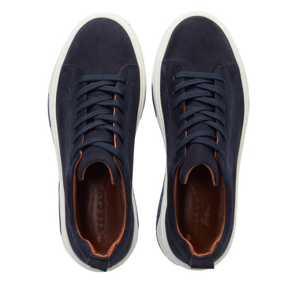 Lacivert Hakiki Nubuk Deri Erkek Sneaker - E26I1AY57637-C39 - 5