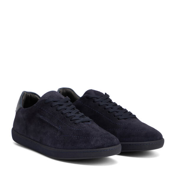 Lacivert Hakiki Nubuk Deri Erkek Sneaker - E26I1AY57796-D44 - 2