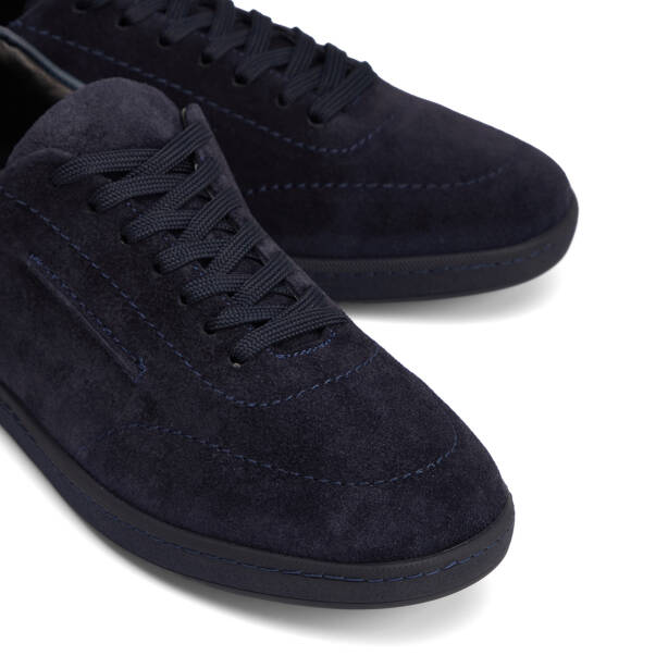 Lacivert Hakiki Nubuk Deri Erkek Sneaker - E26I1AY57796-D44 - 3