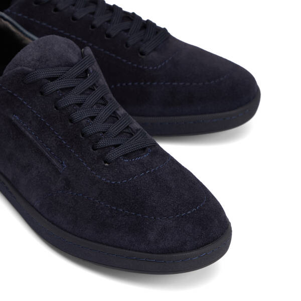 Lacivert Hakiki Nubuk Deri Erkek Sneaker - E26I1AY57796-D44 - 3