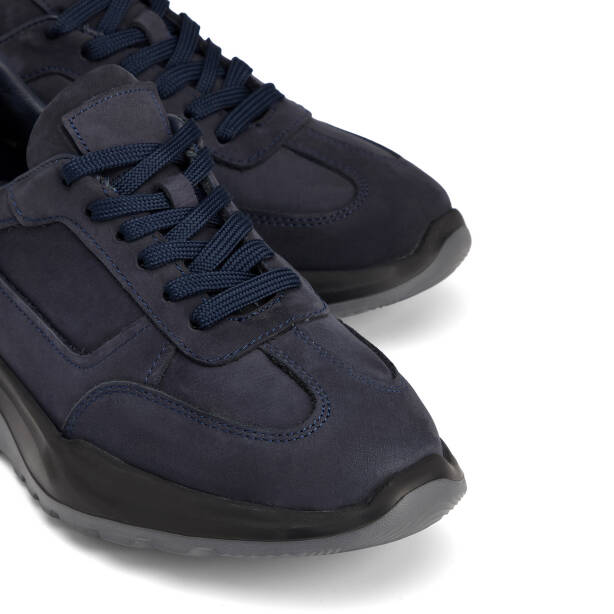 Lacivert Hakiki Nubuk Deri Erkek Sneaker - E26S1AY57905-C39 - 3