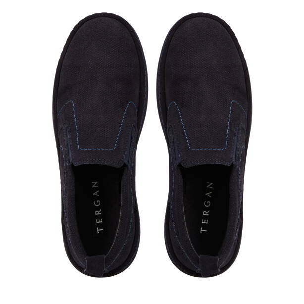 Lacivert Hakiki Süet Deri Erkek Casual Ayakkabı - E26I1AY57710-D44 - 5