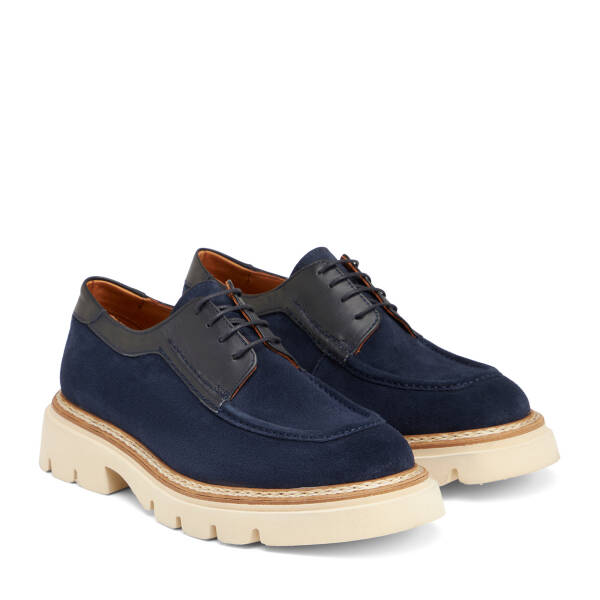 Lacivert Hakiki Süet Deri Erkek Klasik Ayakkabı - E25I1AY57170-D44 - 2