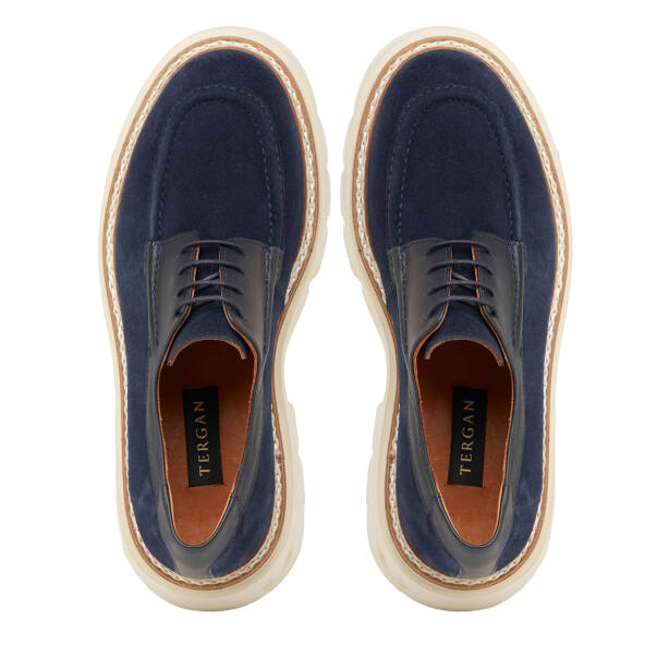 Lacivert Hakiki Süet Deri Erkek Klasik Ayakkabı - E25I1AY57170-D44 - 5