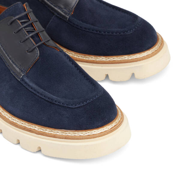 Lacivert Hakiki Süet Deri Erkek Loafer - E25I1AY57170-D44 - 3