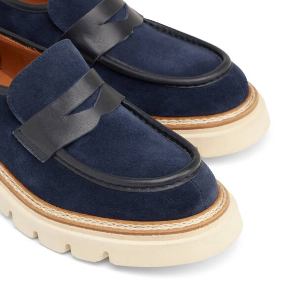 Lacivert Hakiki Süet Deri Erkek Loafer - E25I1AY57171-D44 - 3