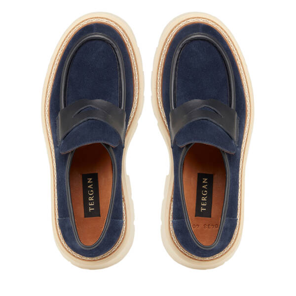 Lacivert Hakiki Süet Deri Erkek Loafer - E25I1AY57171-D44 - 5