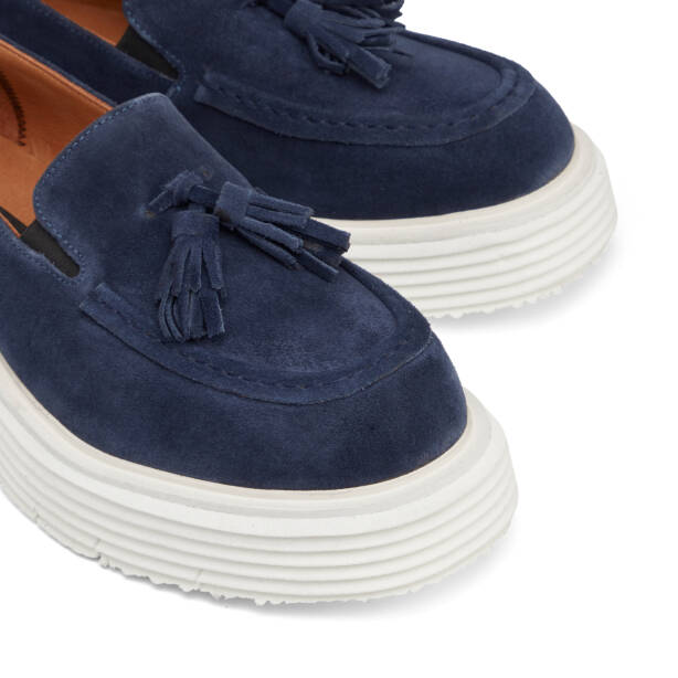 Lacivert Hakiki Süet Deri Erkek Loafer - E25I1AY57173-D44 - 3