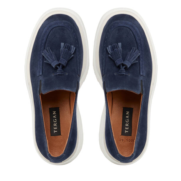 Lacivert Hakiki Süet Deri Erkek Loafer - E25I1AY57173-D44 - 5