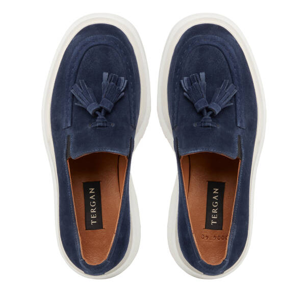 Lacivert Hakiki Süet Deri Erkek Loafer - E25I1AY57173-D44 - 5