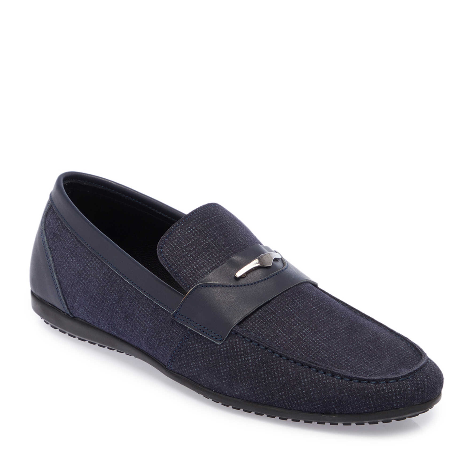 Lacivert Hakiki Süet Deri Erkek Loafer - E26I1AY57616-T3N