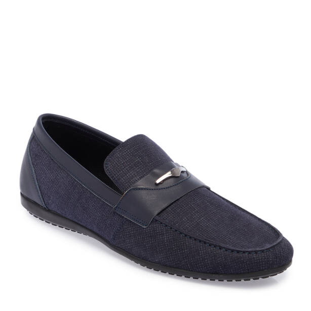 Lacivert Hakiki Süet Deri Erkek Loafer - E26I1AY57616-T3N - 1