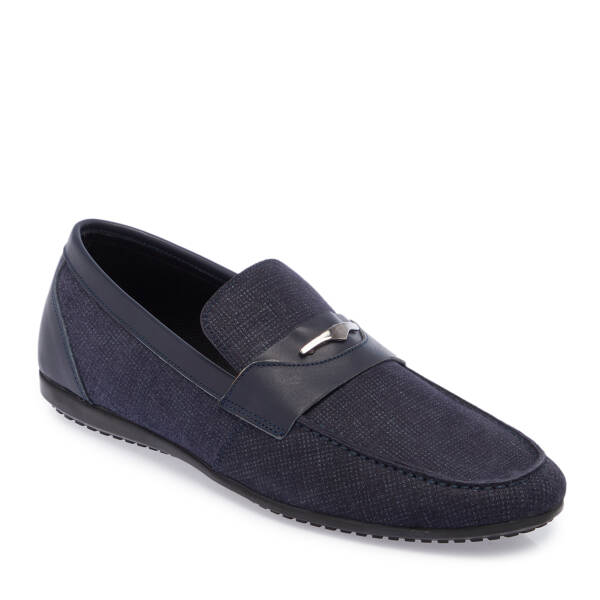 Lacivert Hakiki Süet Deri Erkek Loafer - E26I1AY57616-T3N - 1