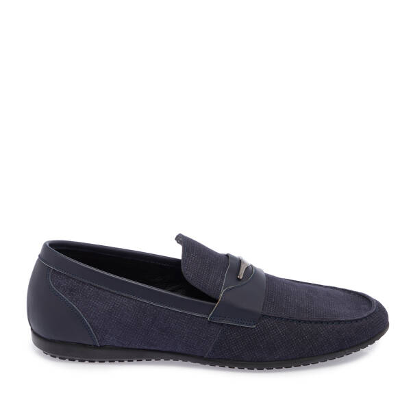 Lacivert Hakiki Süet Deri Erkek Loafer - E26I1AY57616-T3N - 3
