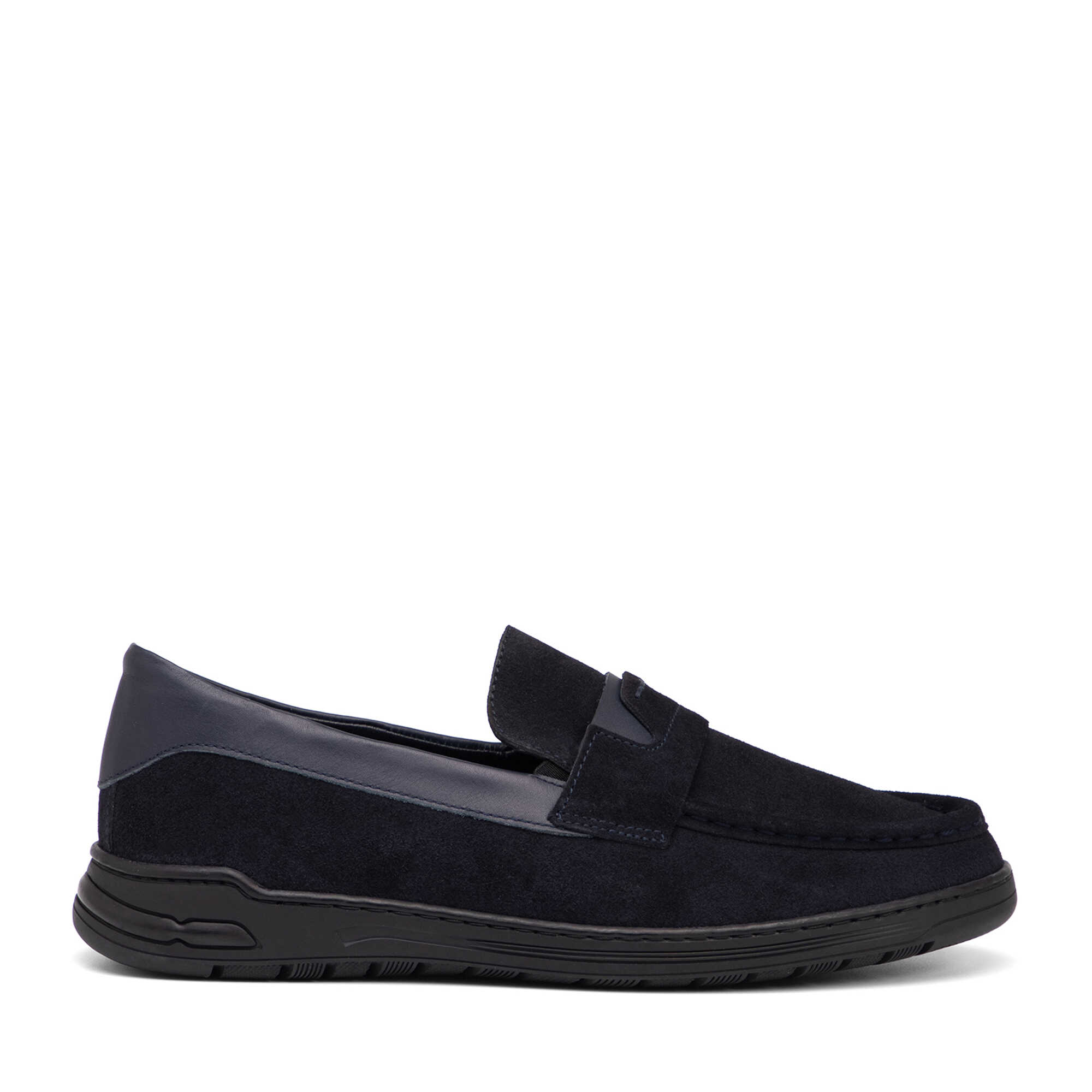 Lacivert Hakiki Süet Deri Erkek Loafer - E26I1AY57631-D44