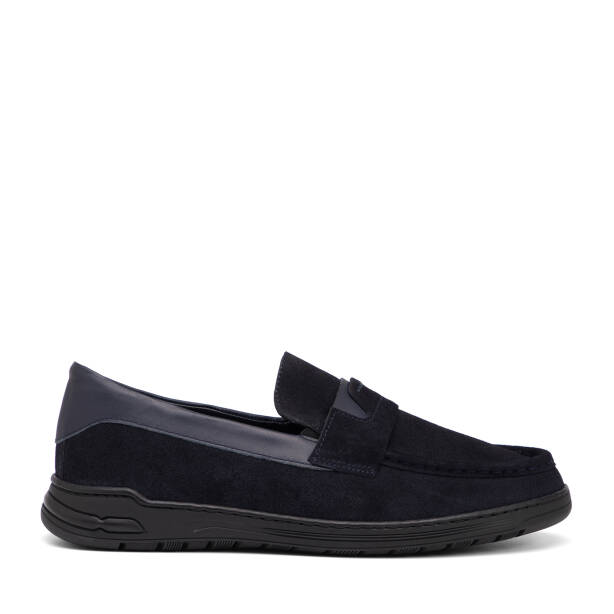 Lacivert Hakiki Süet Deri Erkek Loafer - E26I1AY57631-D44 